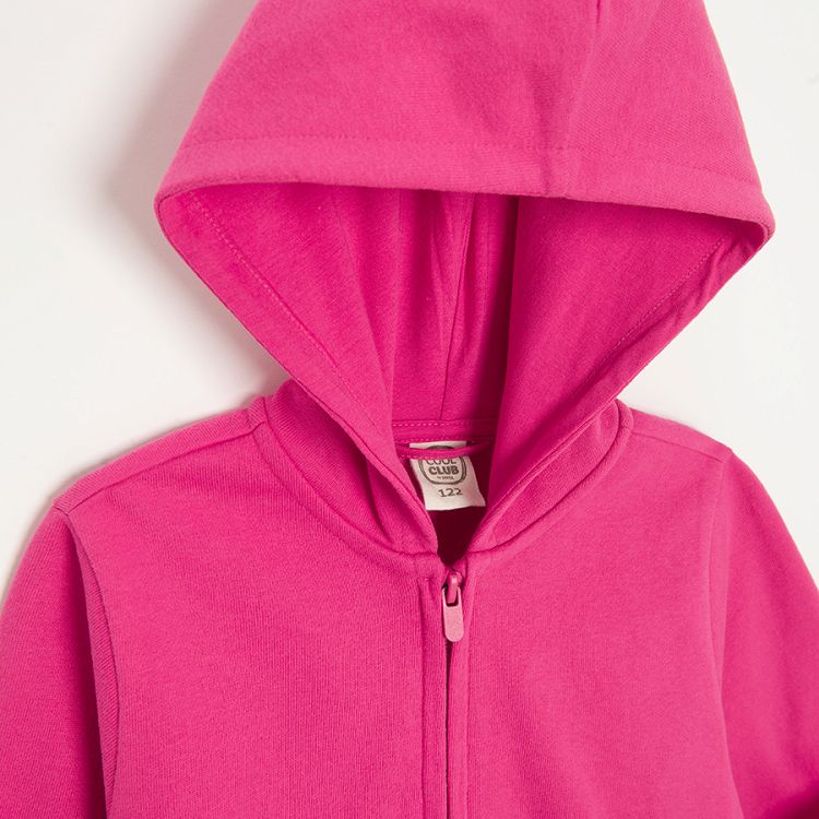 Fuchsia zip through hooded sweatshirt