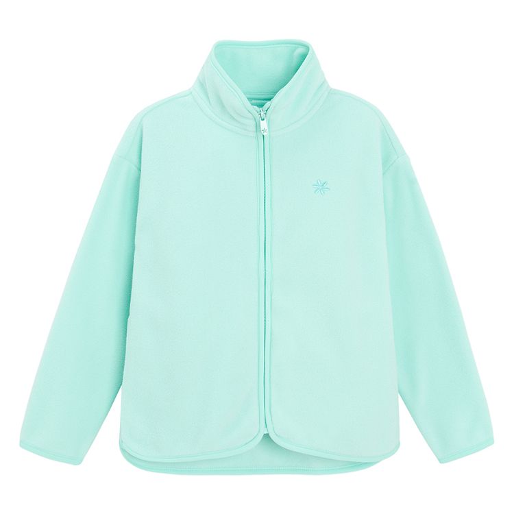 Mint zip through cardigan