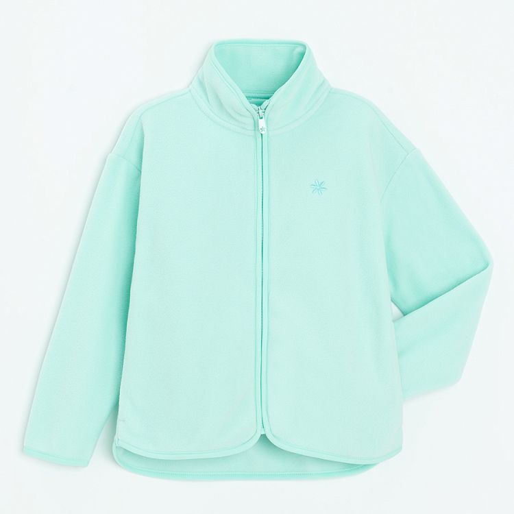 Mint zip through cardigan