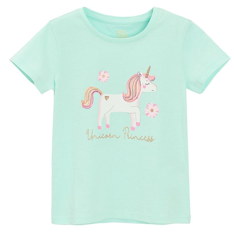 Mint T-shirt with unicorn print