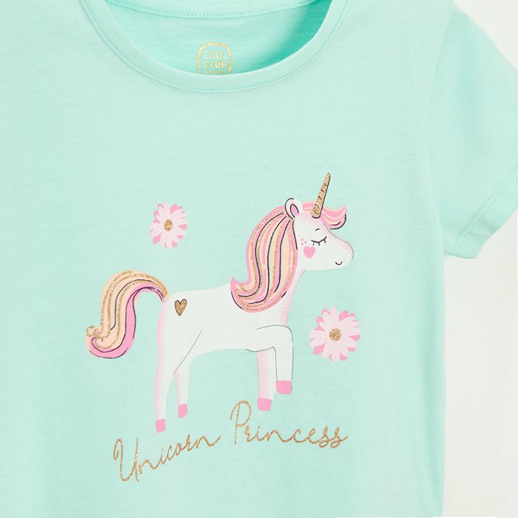 Mint T-shirt with unicorn print