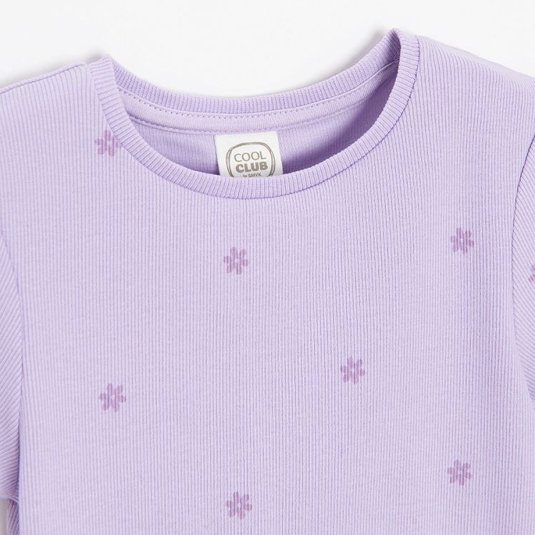 Purple short sleeve T-shirt with stars print