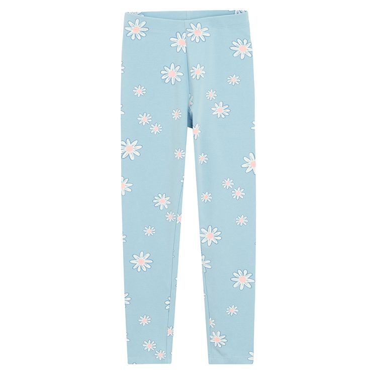 Purple leggings with white daisies print