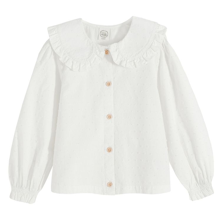 Ecru button down shirt with collar