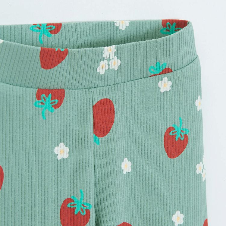 Pink and green wide leg legging with strawberries print - 2 pack