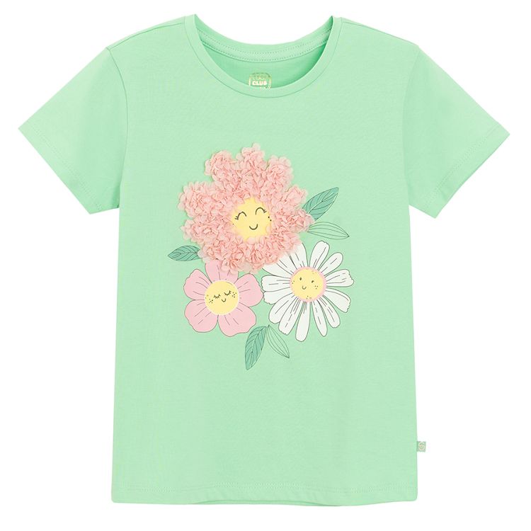 Mint T-shirt with flowers print