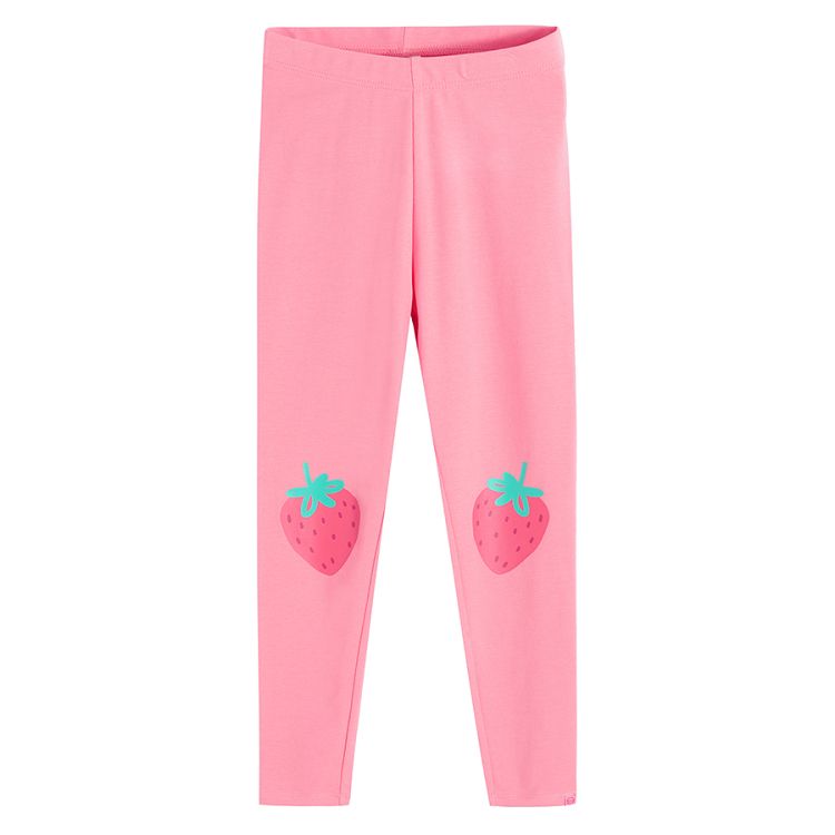 Light and pink leggings with strawberries print- 2 pack