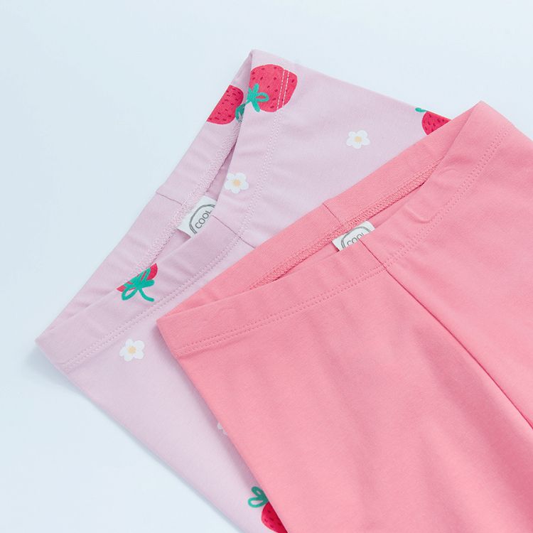 Light and pink leggings with strawberries print- 2 pack