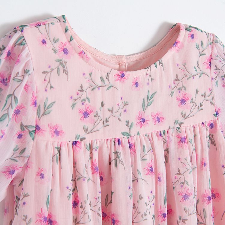 Pink short sleeve floral dress