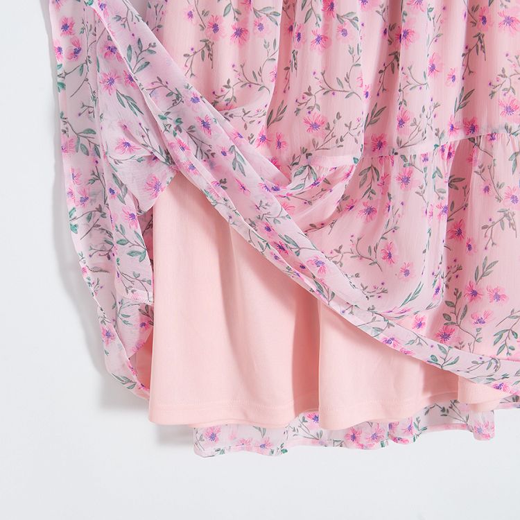 Pink short sleeve floral dress