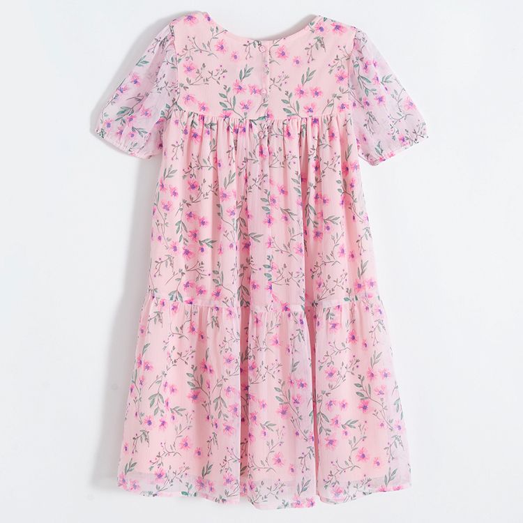 Pink short sleeve floral dress