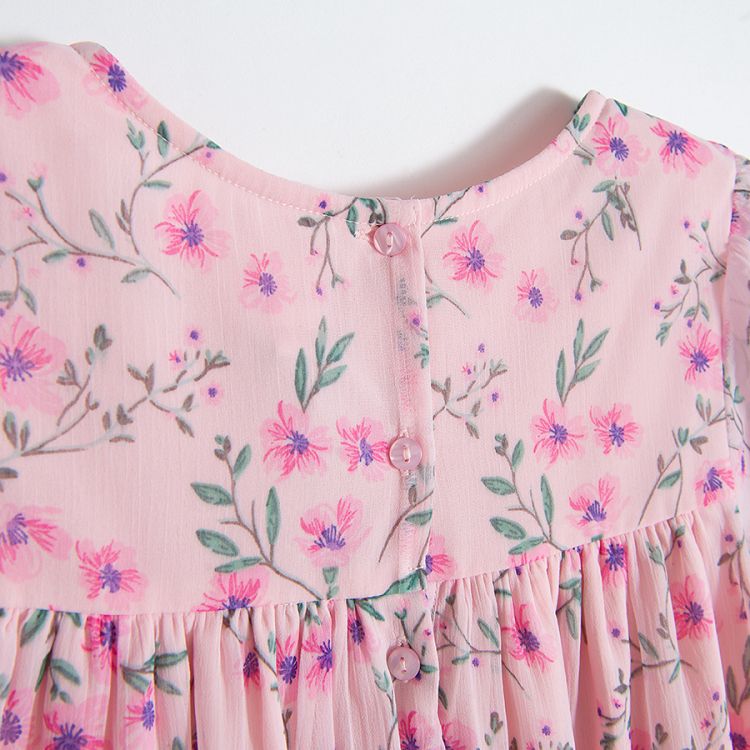 Pink short sleeve floral dress