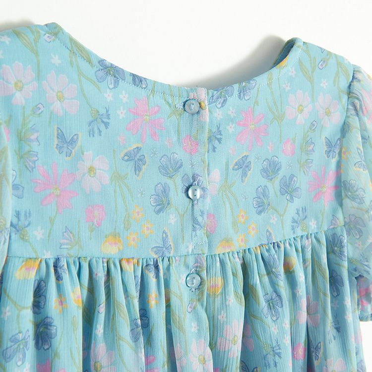 Blue floral short sleeve dress