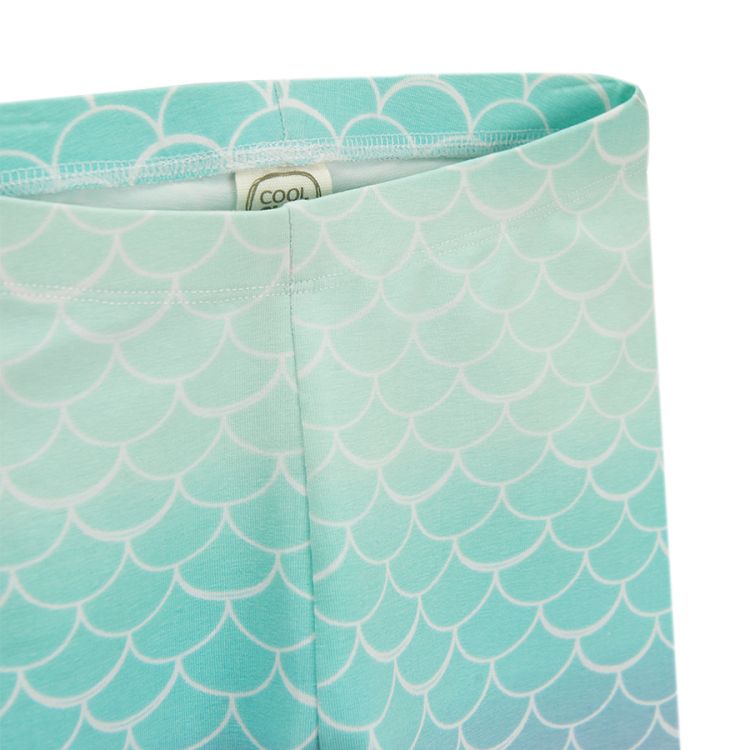 Turquoise leggings with mermaid scales pattern