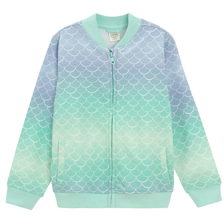 Zip through sweatshirt with mermaid scales pattern