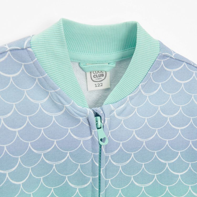 Zip through sweatshirt with mermaid scales pattern