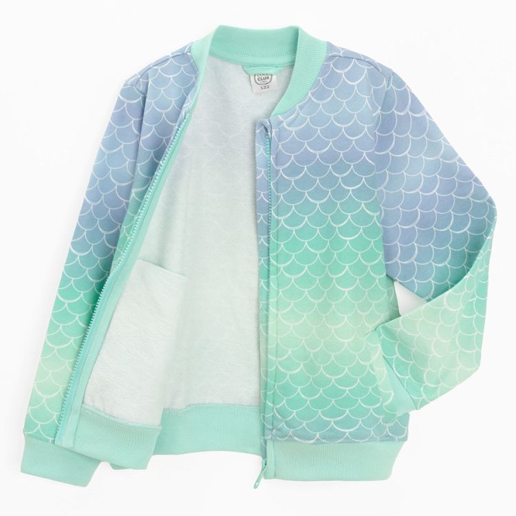 Zip through sweatshirt with mermaid scales pattern