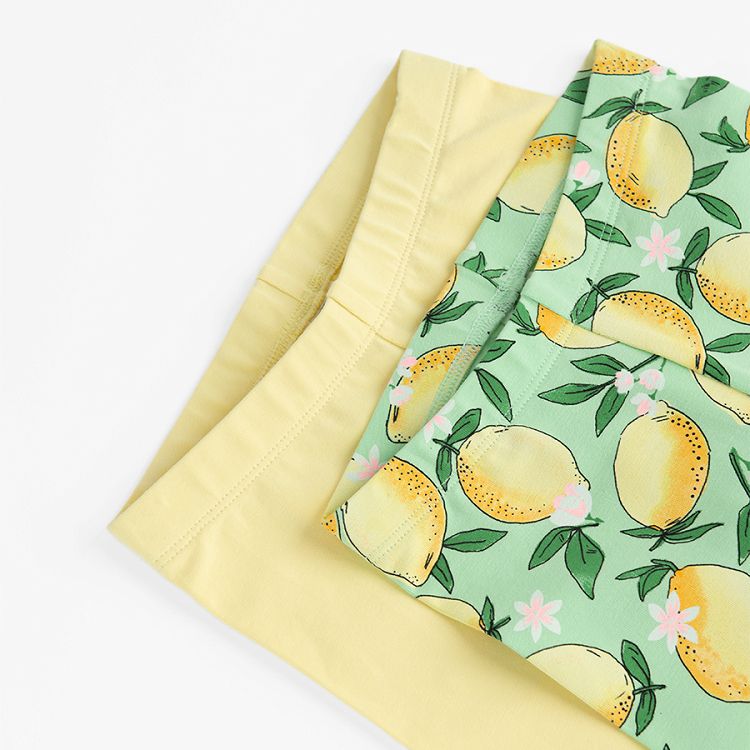 Yellow and green leggings with lemons print- 2 pack