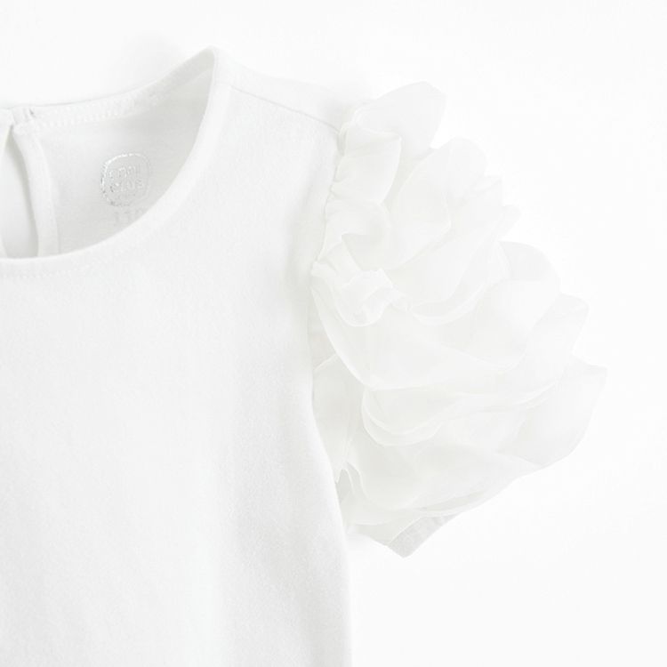 White short sleeve blouse with puffy sleeves