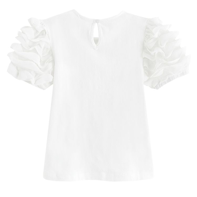 White short sleeve blouse with puffy sleeves