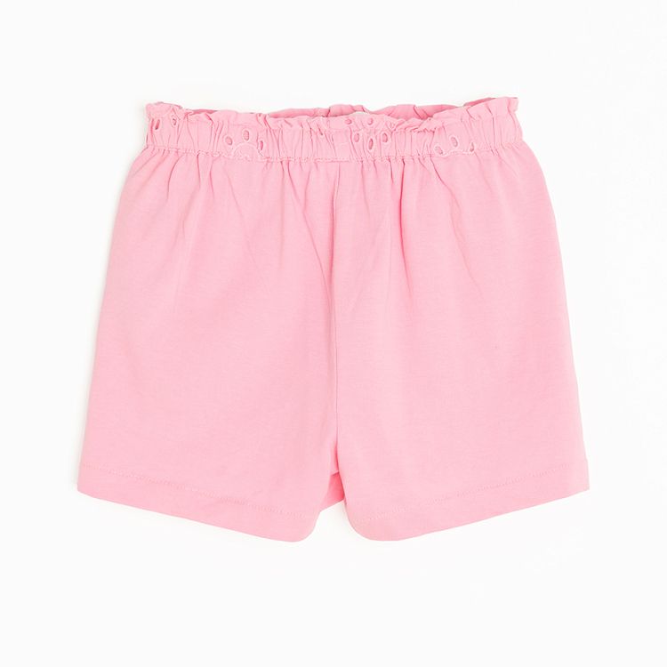 Pink shorts with flower pattern