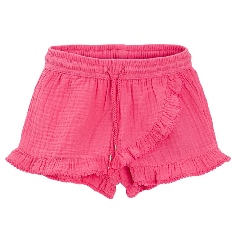 Fucshia wrap shorts with ruffles