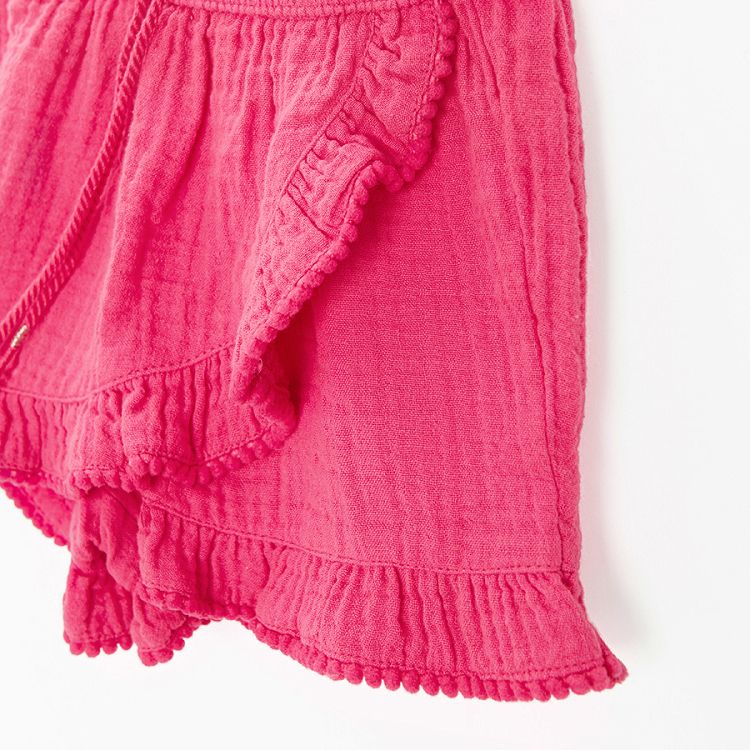 Fucshia wrap shorts with ruffles