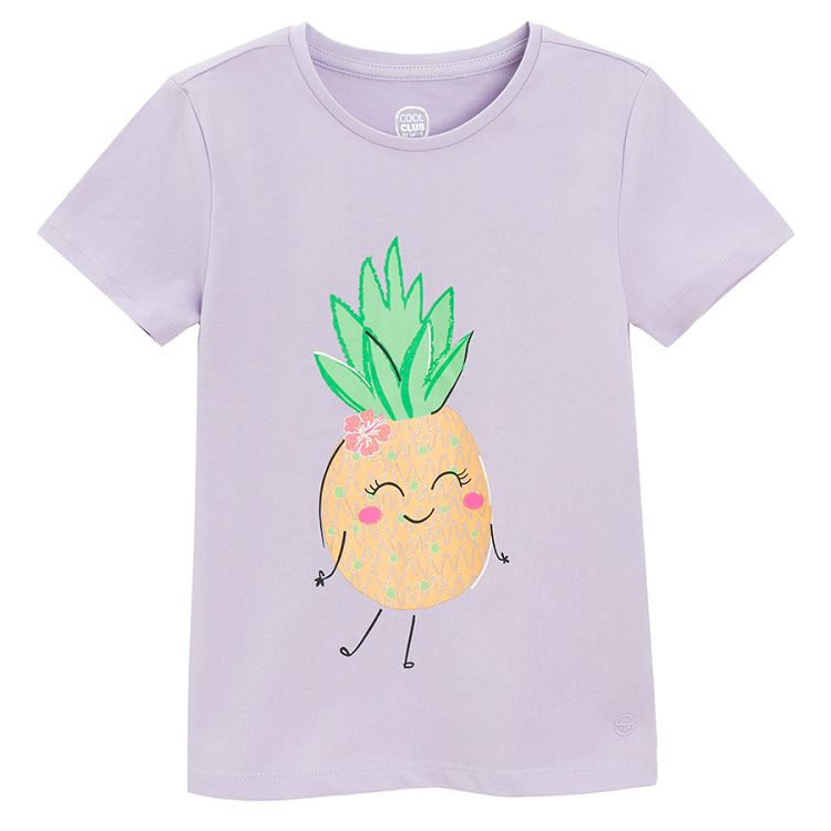 Lilac T-shirt with pineapple print