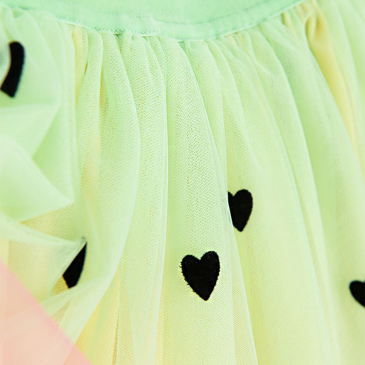 Pink and lime skirt with hearts print