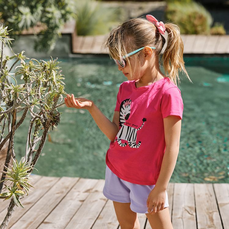 Fuchsia T-shirt with Tiget Pony print