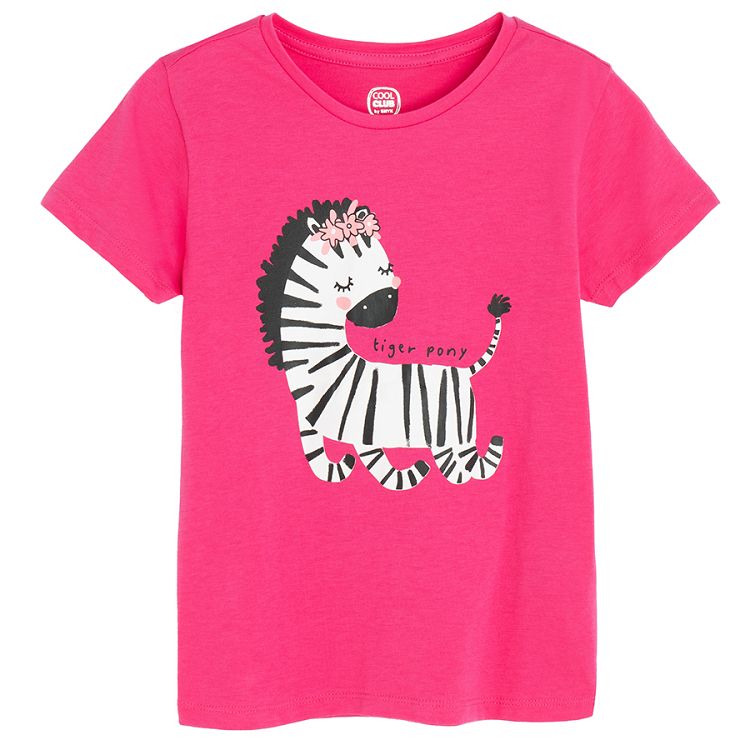 Fuchsia T-shirt with Tiget Pony print