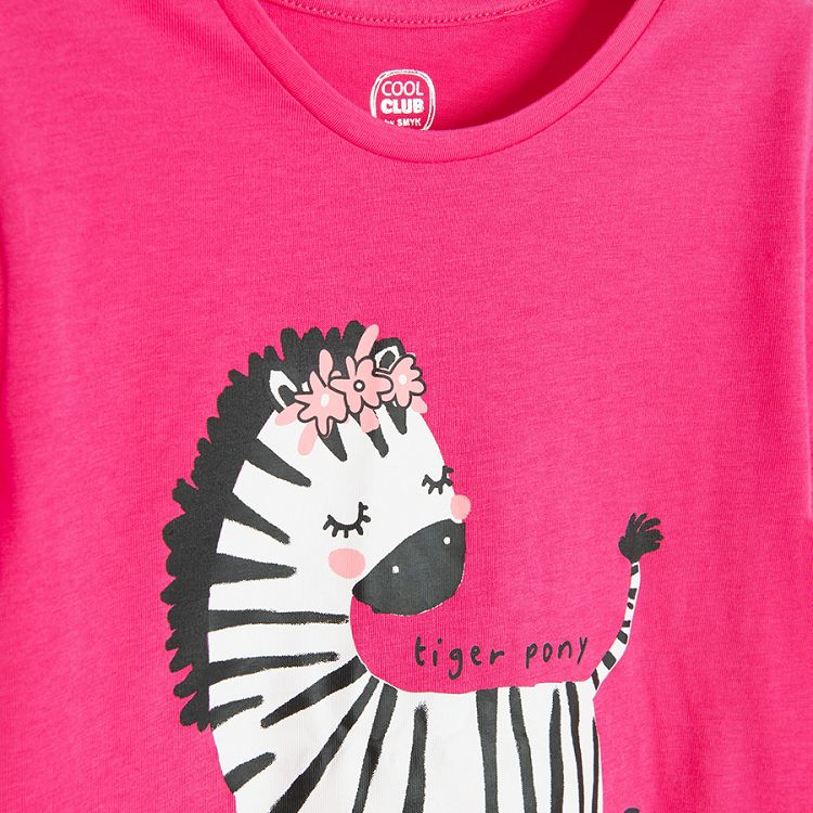 Fuchsia T-shirt with Tiget Pony print