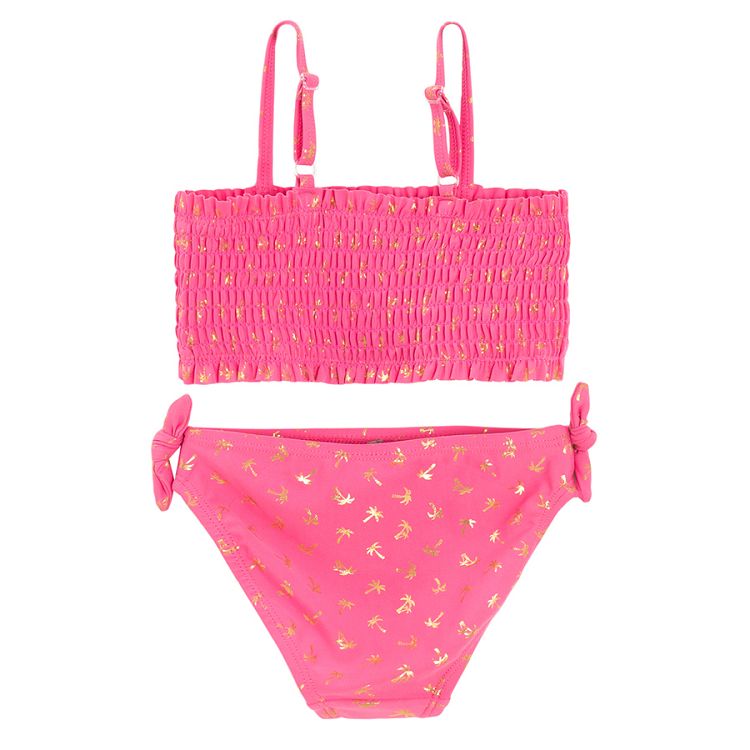 Pink bikini with palm trees print