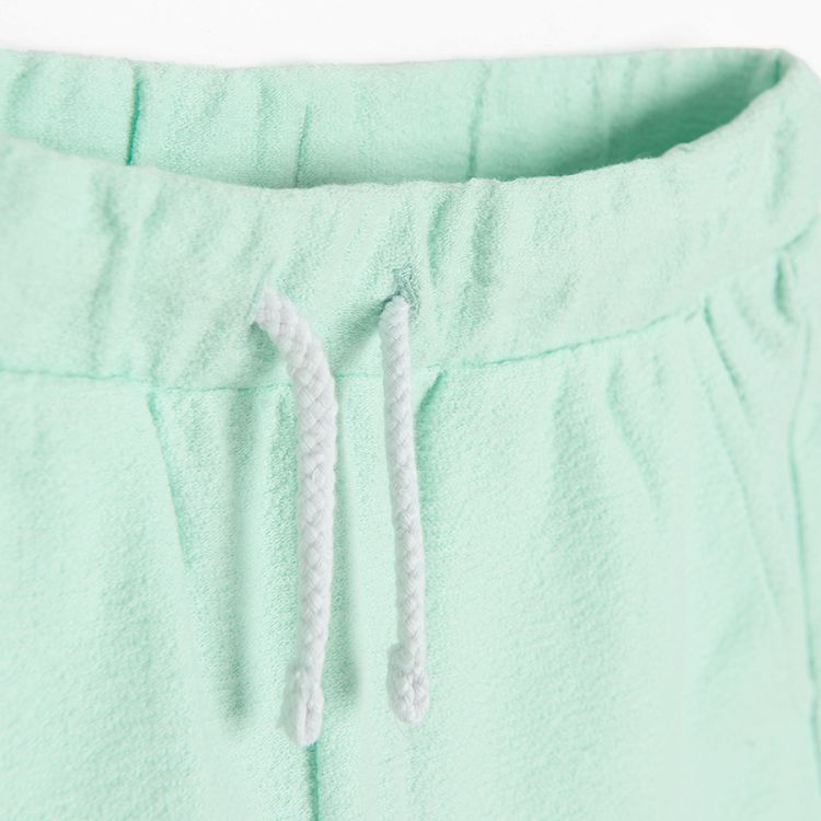 Turquoise shorts with cord on waist