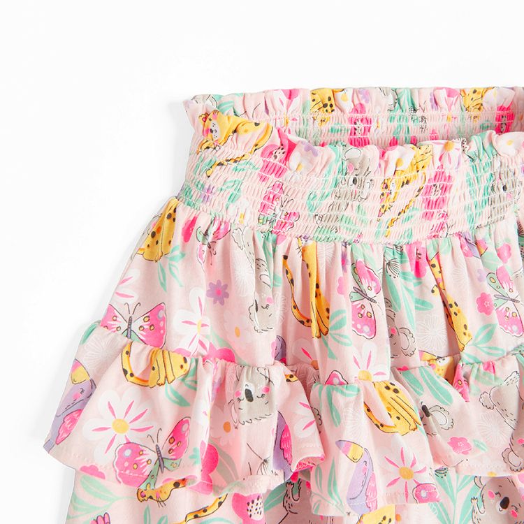 Ruffle skirt with jungle animal print