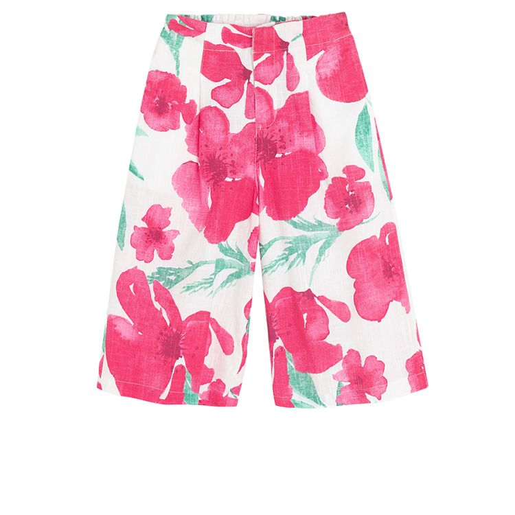 Floral whide leg shorts