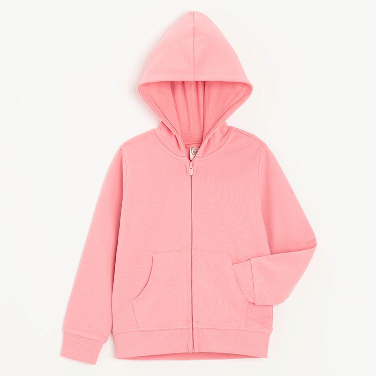 Light pink zip through hooded sweatshirt