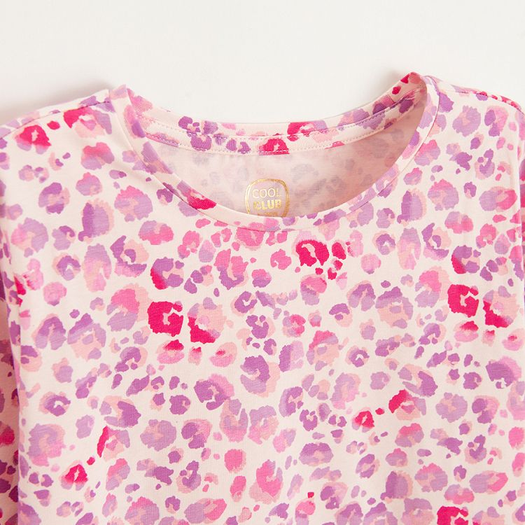 Pink patterns long sleeve blouse