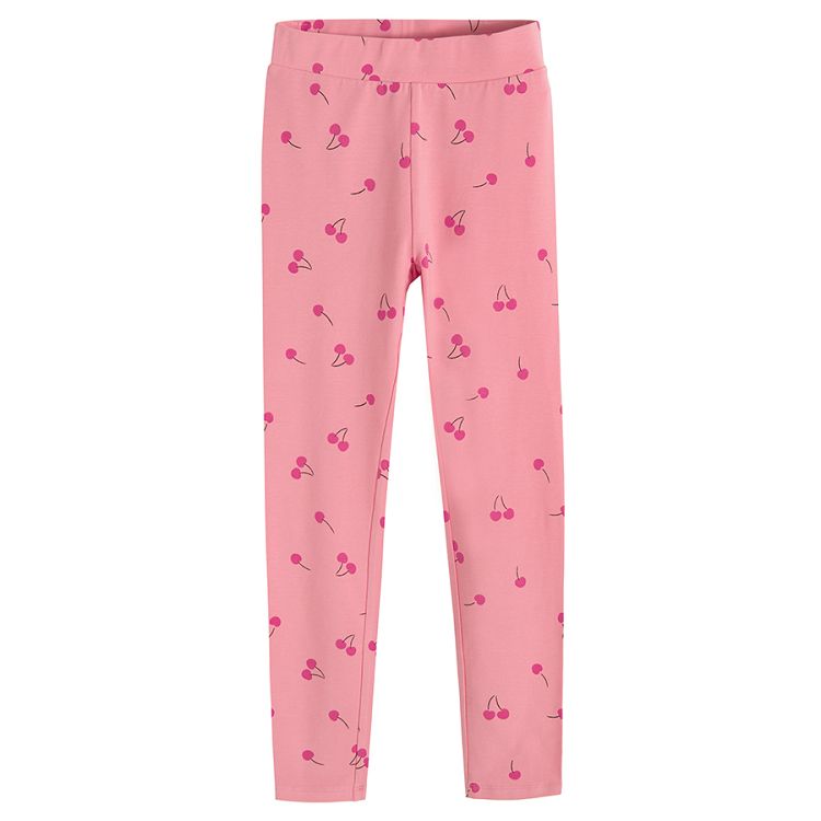 Pink legging with cherries print