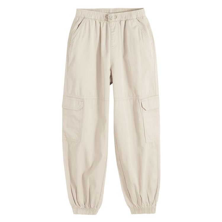 Beige wide pants with side pockets