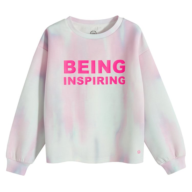 Jogging set, fuchsia tie dye BEING INSPIRED sweatshirt and shorts