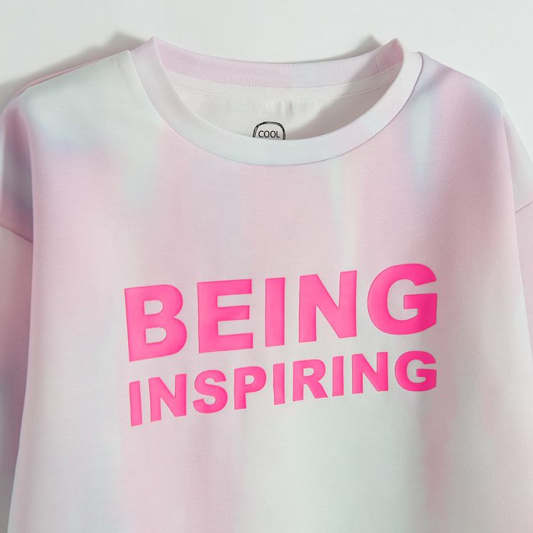 Jogging set, fuchsia tie dye BEING INSPIRED sweatshirt and shorts