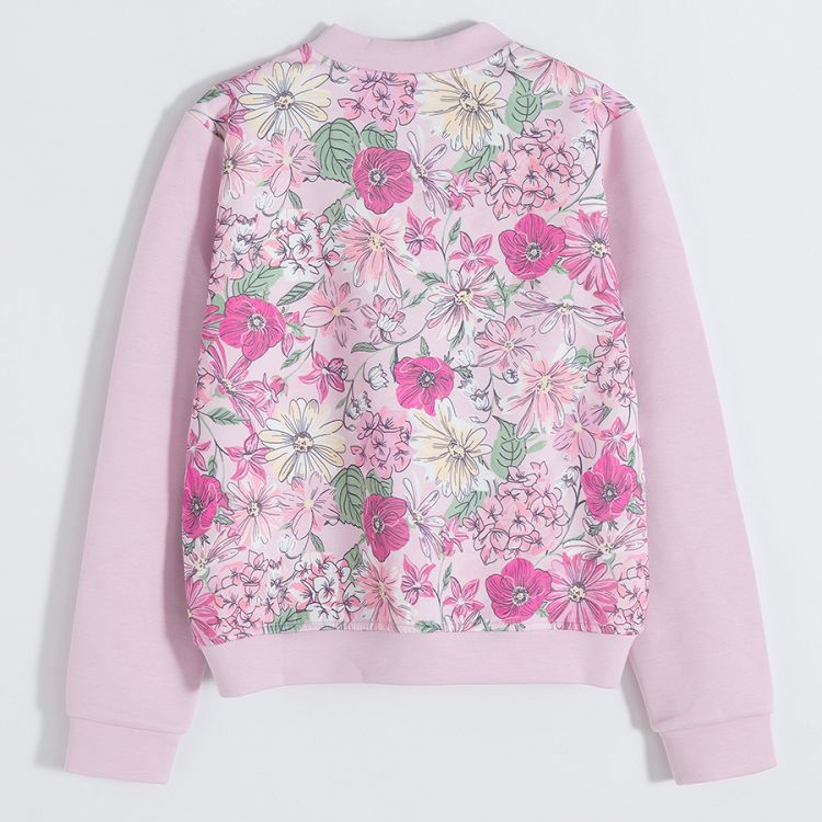 Pink floral zip through sweatshirt