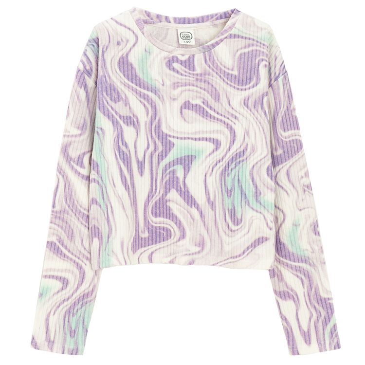 Purple tie dye long sleeve blouse