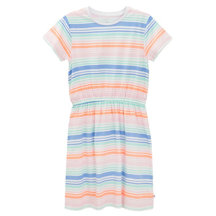 Mix stripes short sleeve dress