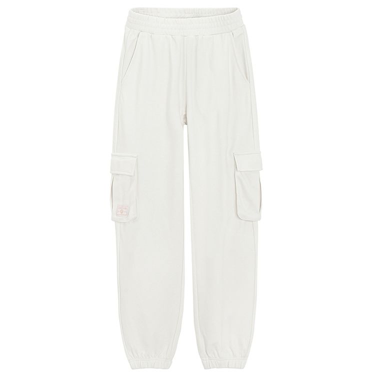 White cargo type jogging pants