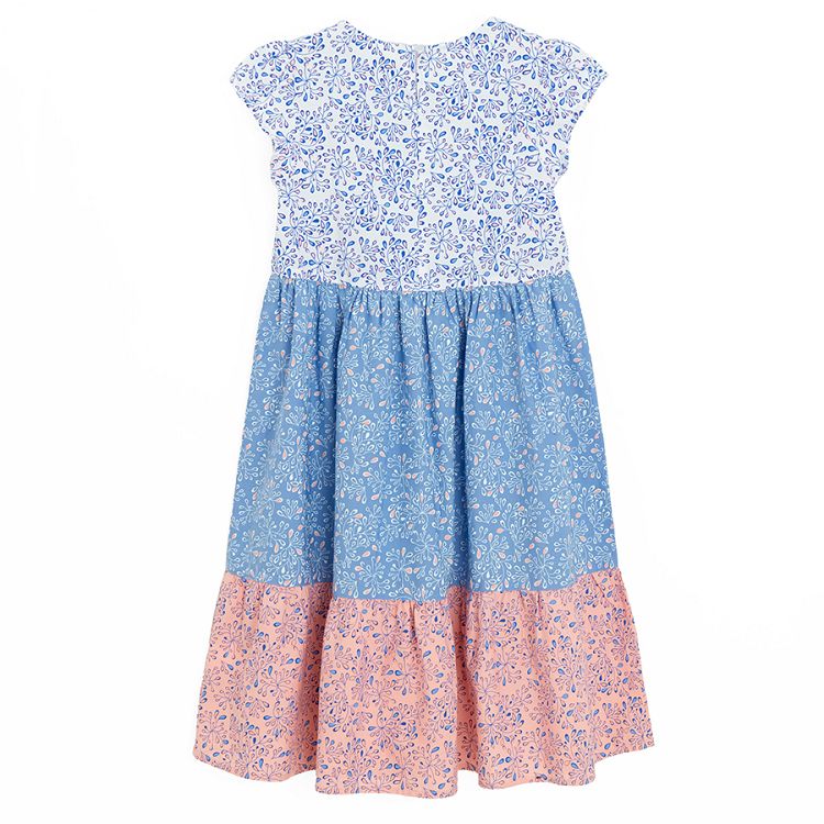 Blue and pink floral short sleeve dress