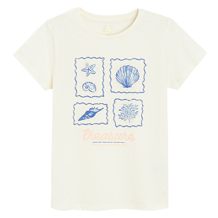 White T-shirt with Treasure print