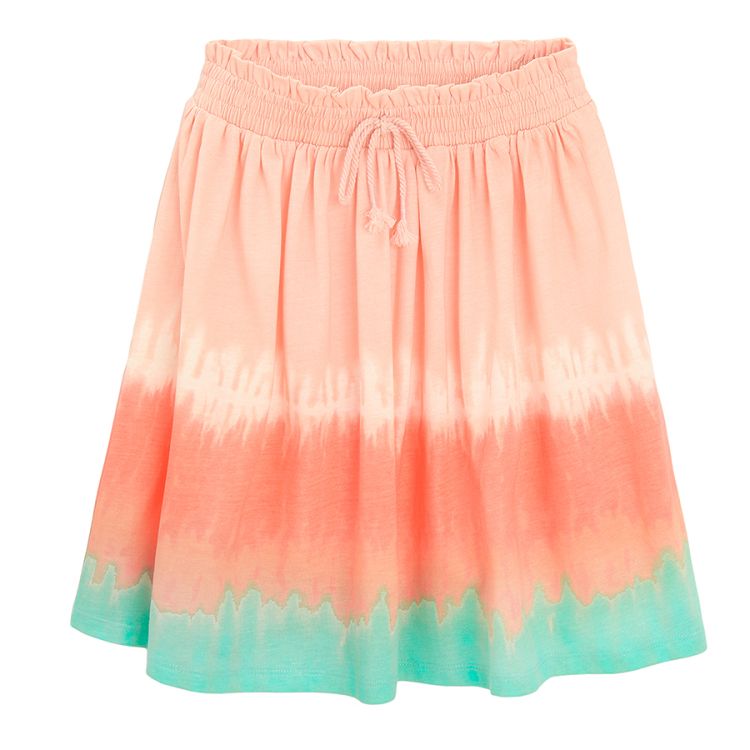 Peach T-shirt and tie dye skirt- 2 pieces