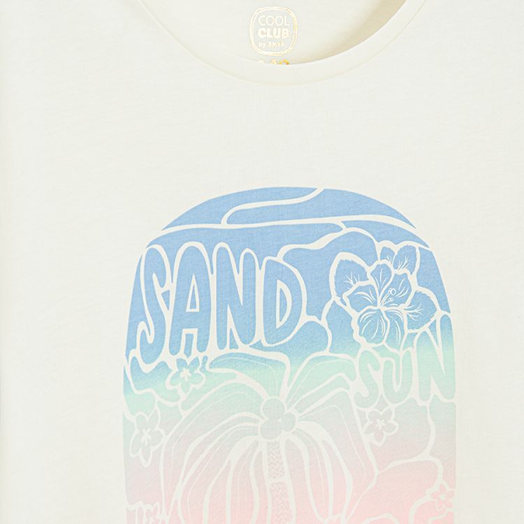 White T-shirt with Sand Surf print